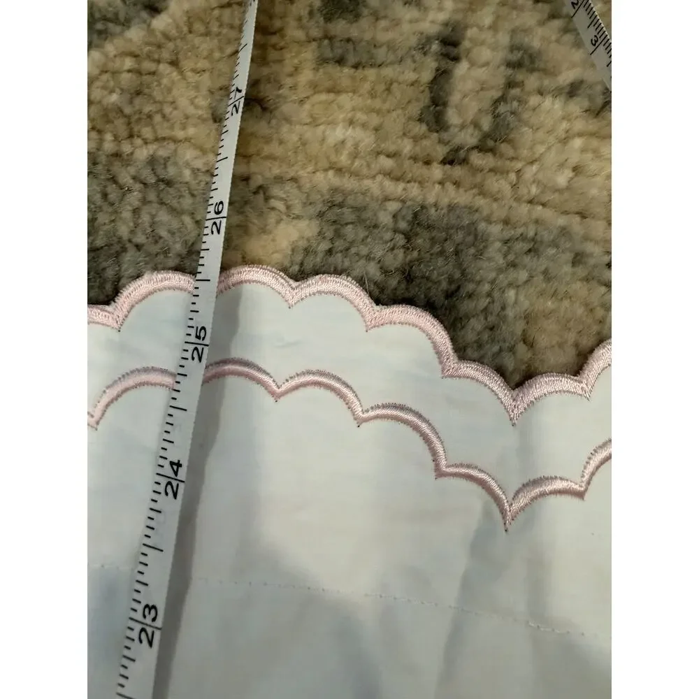 Melange Home Double Scalloped Embroidered Sham (1) White Pink Trim NEW